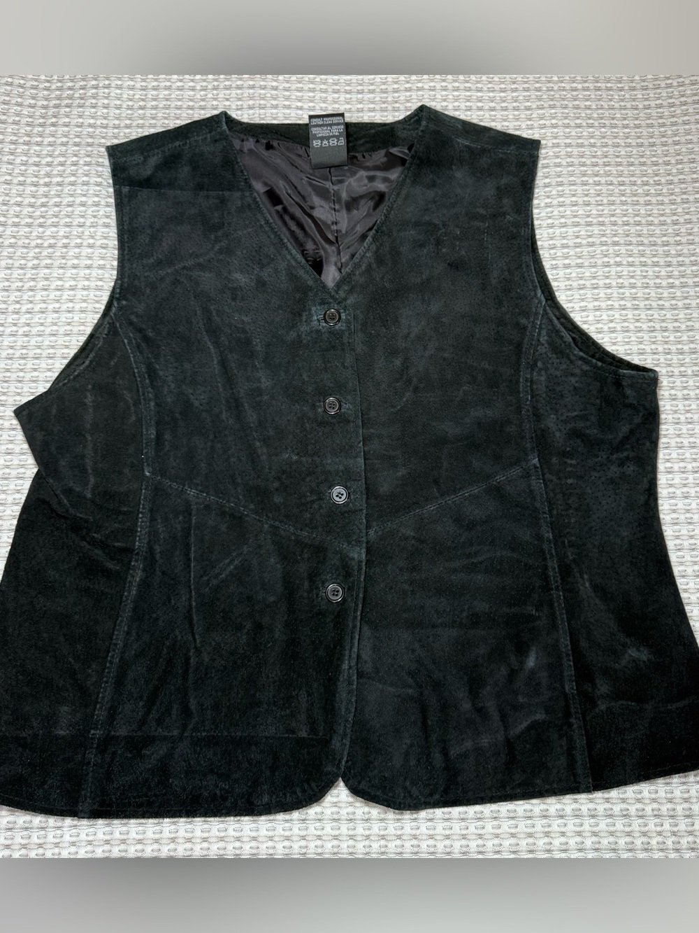 Outbrook Vintage Black Suede Leather Vest 90s Y2k XL Boho Western Festival Biker